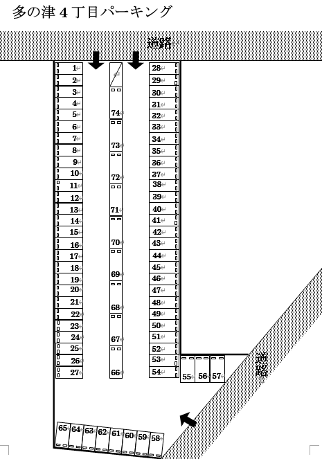 多の津4丁目月極駐車場の駐車配置図