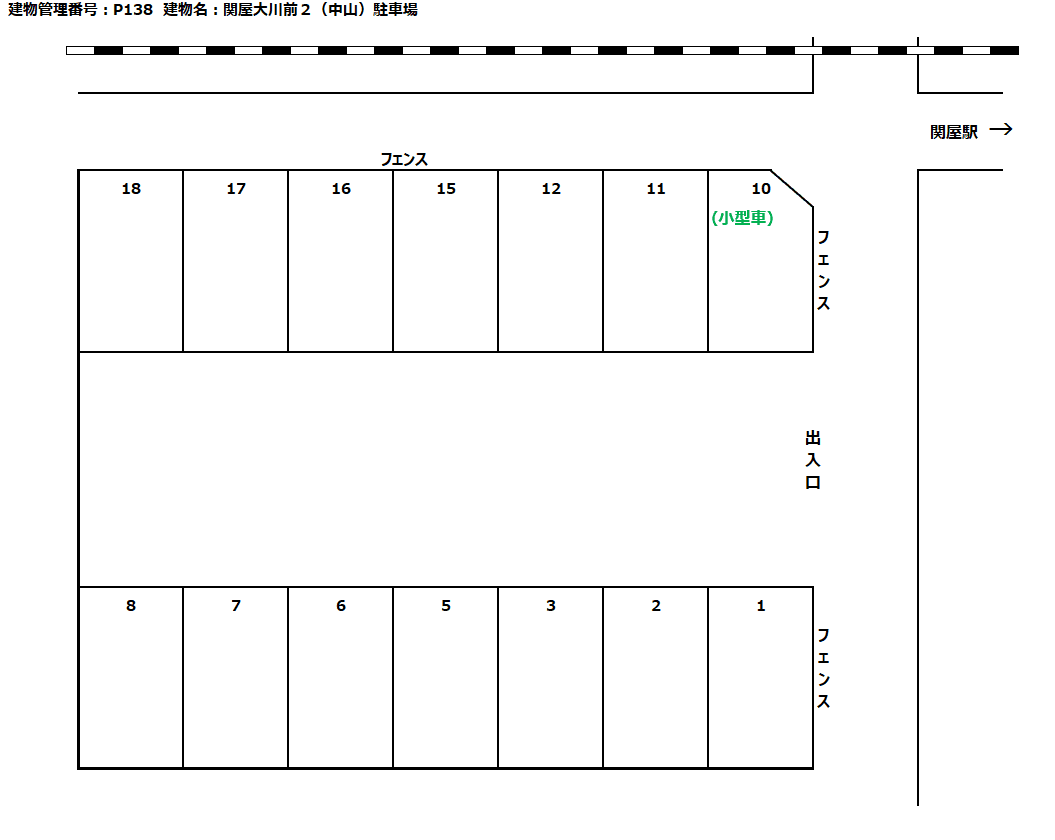 関屋大川前２（中山）駐車場の駐車配置図