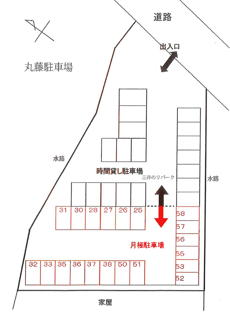 藤原粟津パーキングの駐車配置図