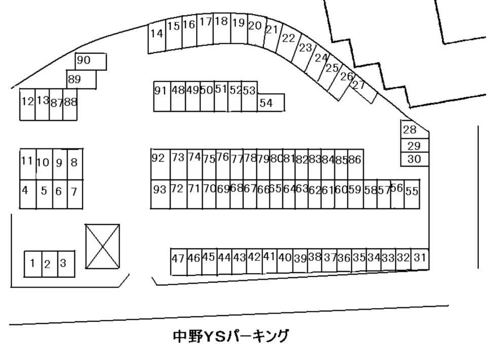 中野中央ＹＳパーキングの駐車配置図