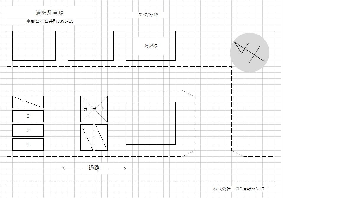 滝沢駐車場の駐車配置図