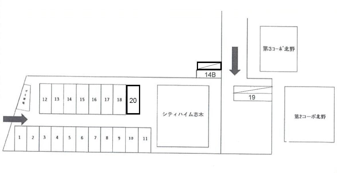 中森北野Ｐの駐車配置図
