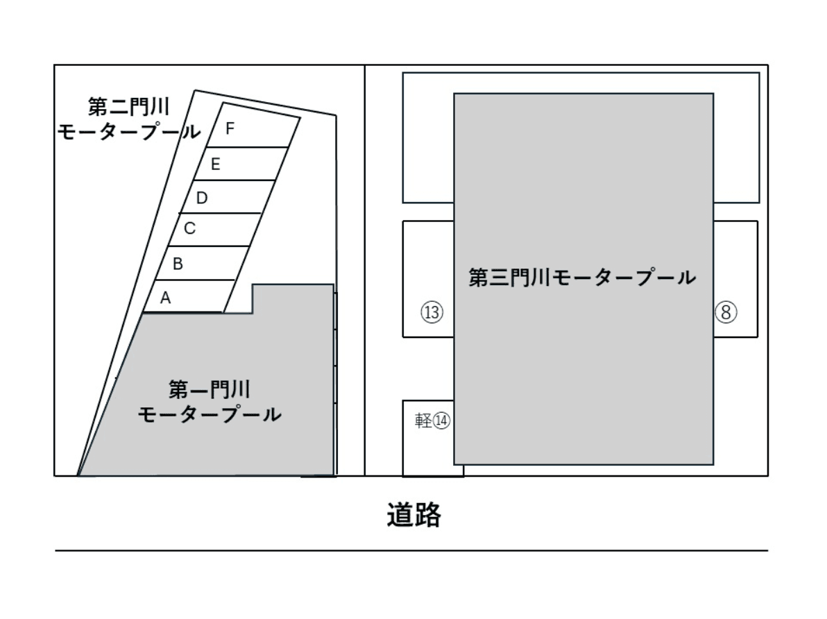 第二門川モータープールの駐車配置図