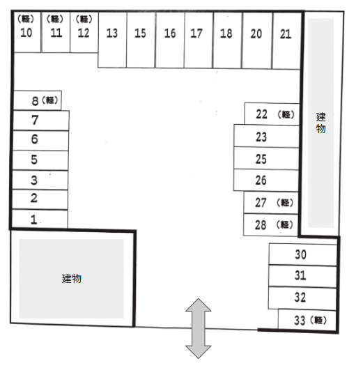旭天神パーキングの駐車配置図