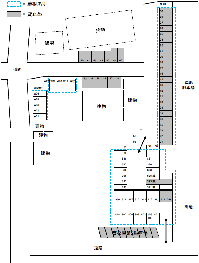 明野北　篠田駐車場の駐車配置図