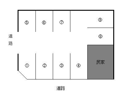 新西第２駐車場の駐車配置図