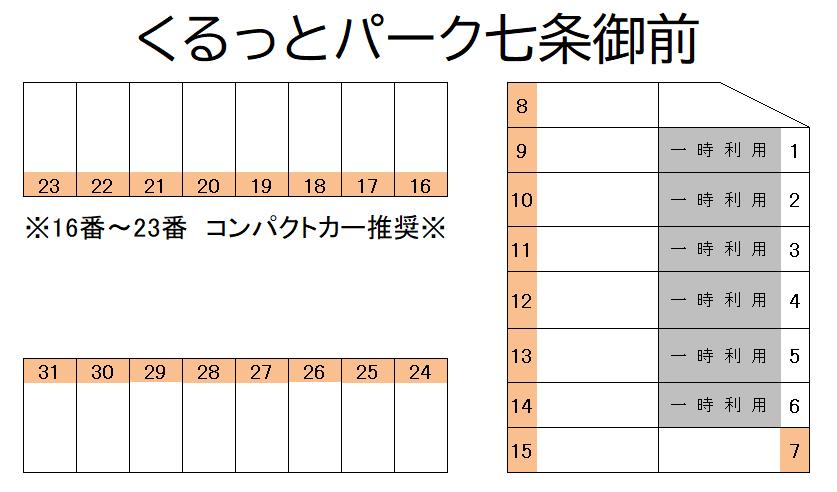 くるっとパーク七条御前の駐車配置図
