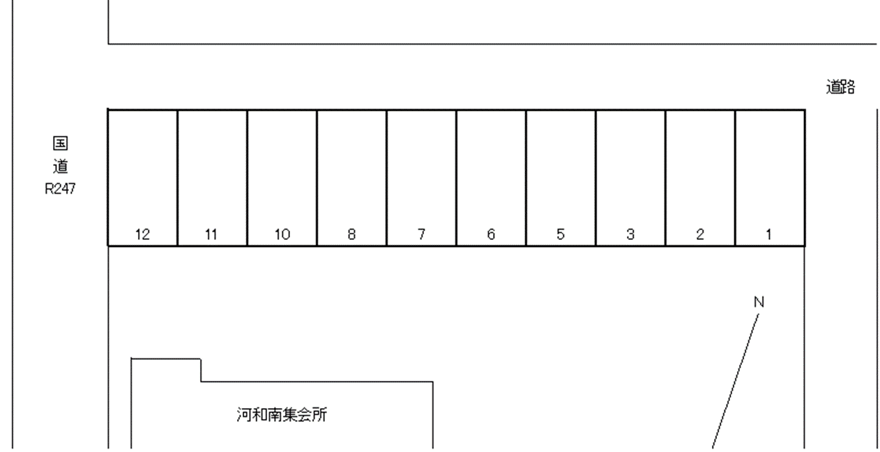 河和南集会所月極駐車場の駐車配置図