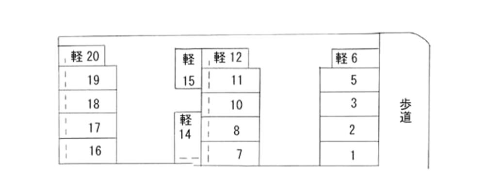 石引バス停前月極駐車場の駐車配置図