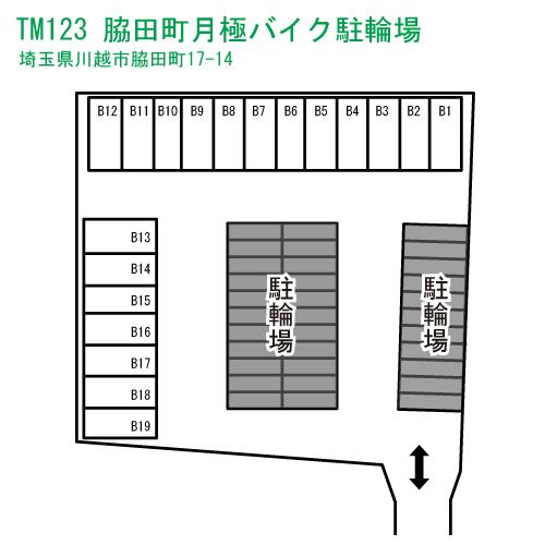 脇田町月極バイク駐輪場の駐車配置図