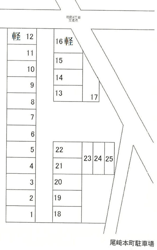 尾﨑本町駐車場の駐車配置図