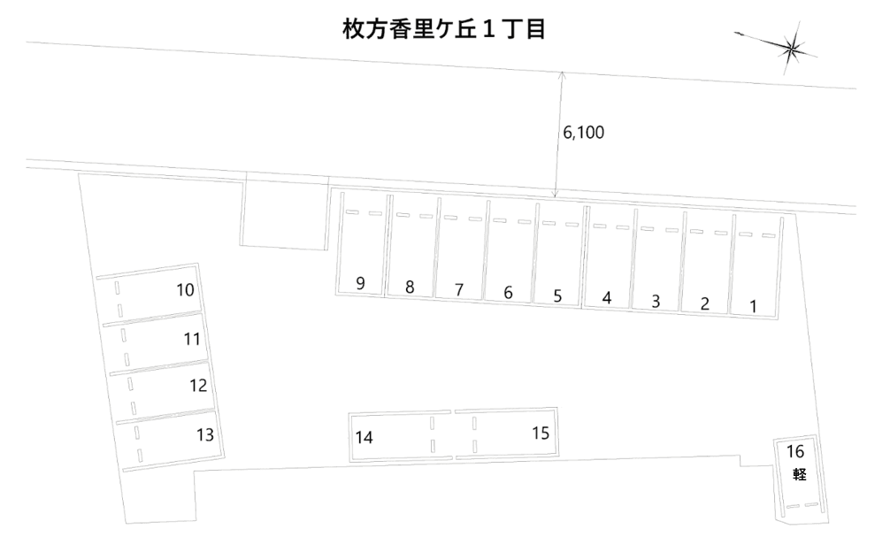 枚方香里ケ丘１丁目の駐車配置図