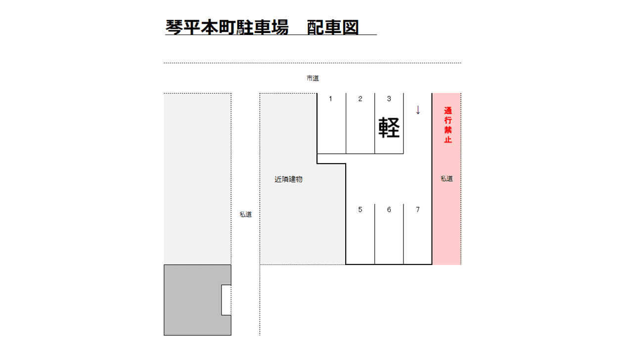 琴平本町駐車場の駐車配置図