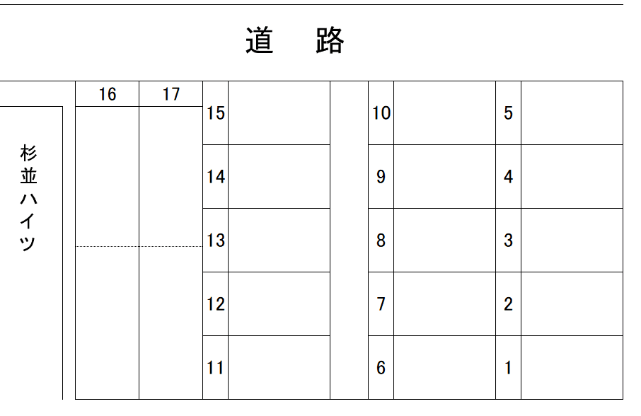 田中駐車場Ⅰの駐車配置図