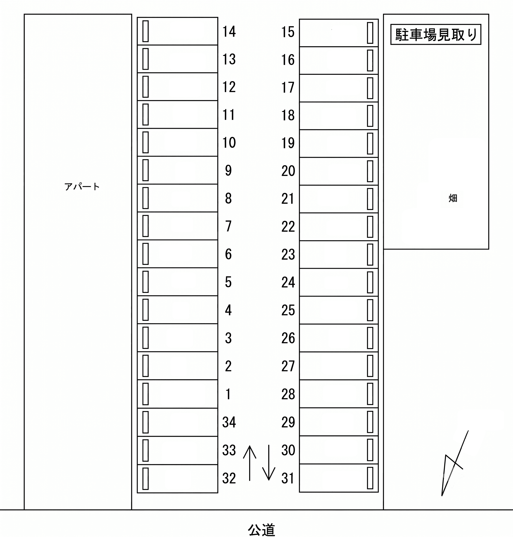 関場6駐車場の駐車配置図