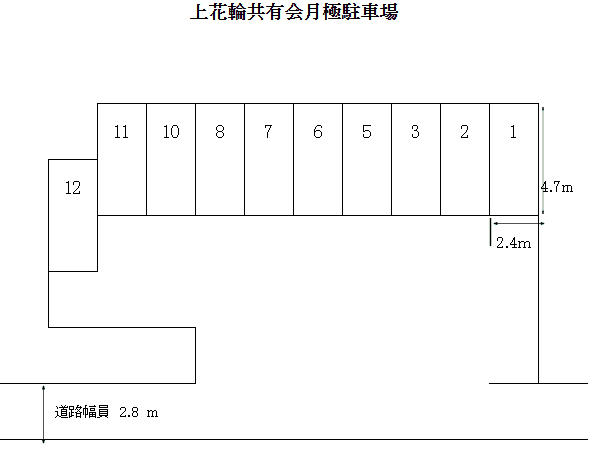 上花輪共有会月極駐車場の駐車配置図