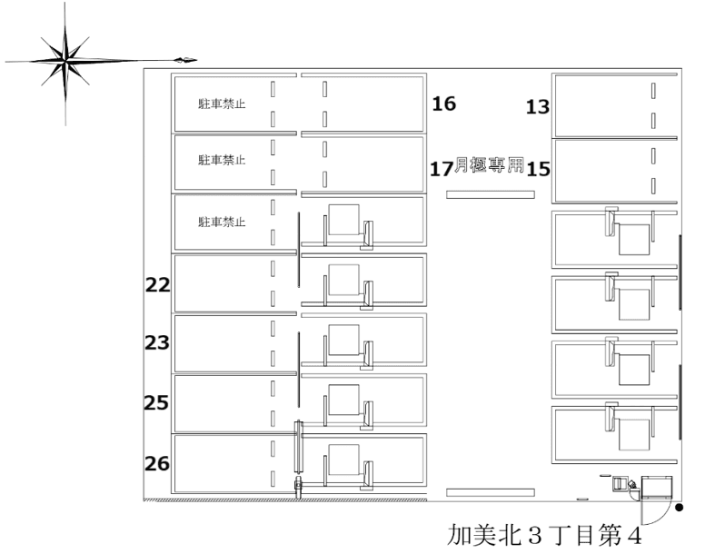 加美北３丁目第４の駐車配置図