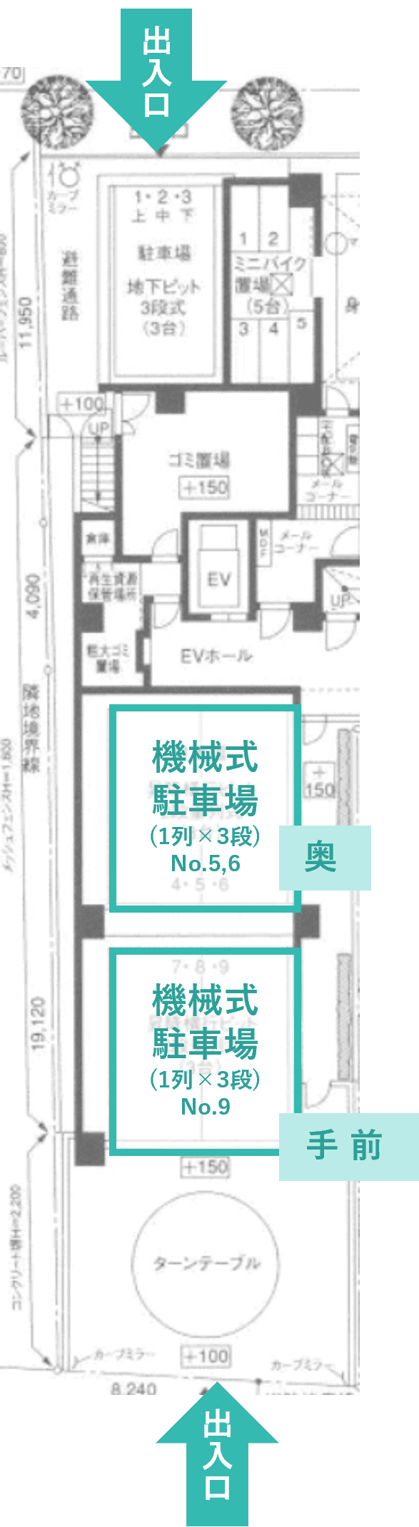 元浅草３丁目駐車場の駐車配置図