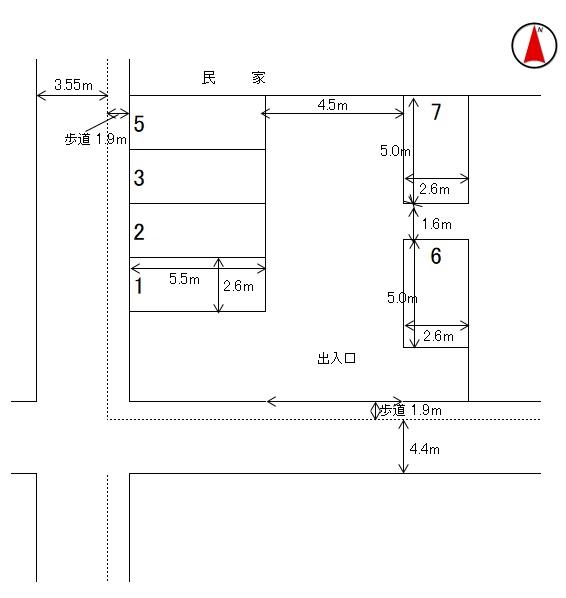 三恵モータープールの駐車配置図