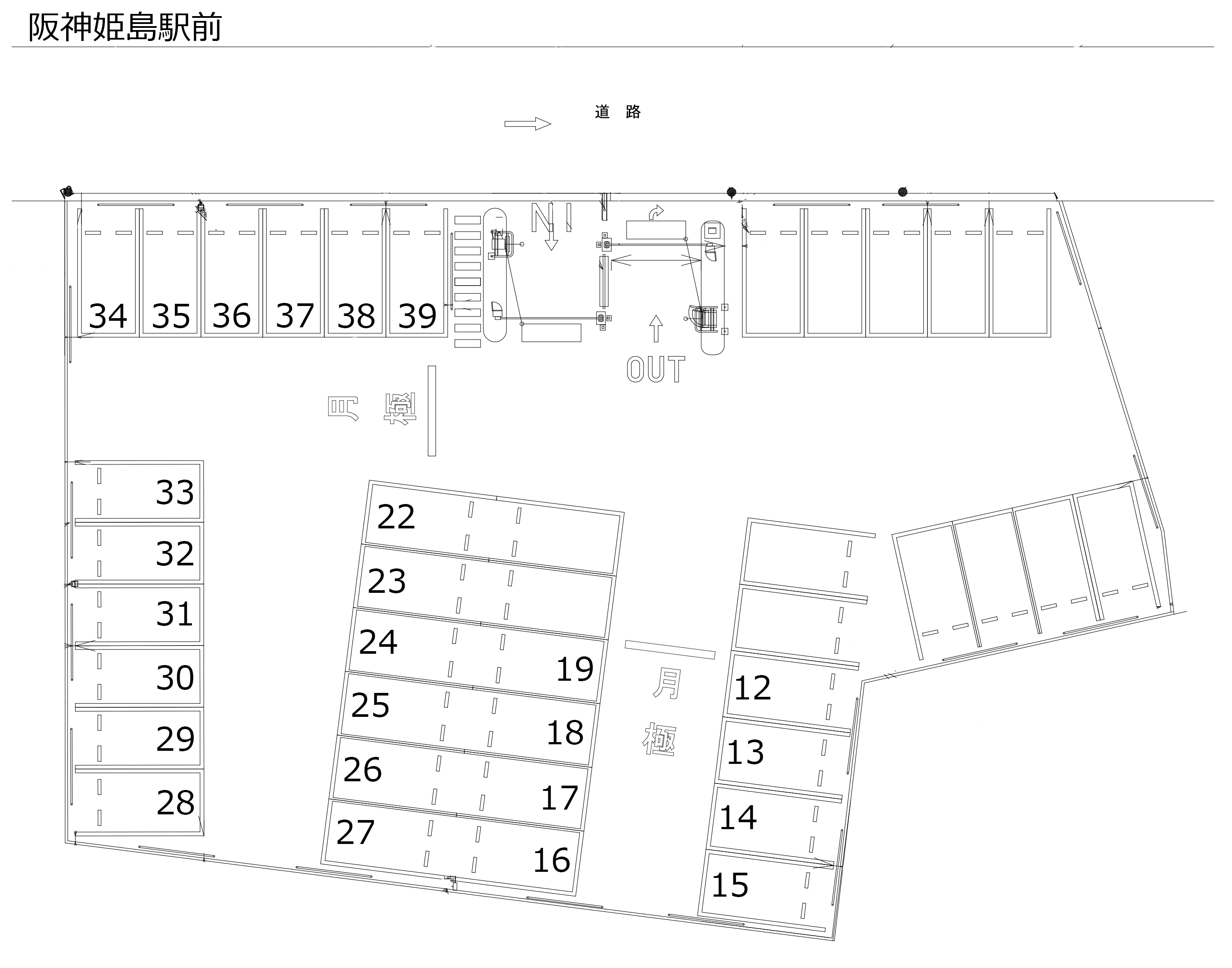 阪神姫島駅前の駐車配置図