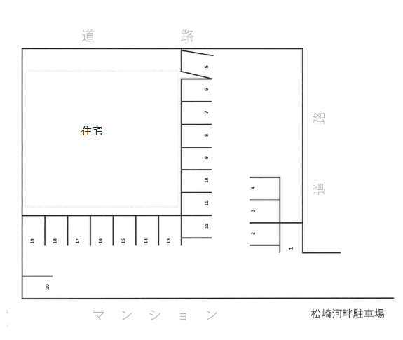 松崎河畔駐車場の駐車配置図