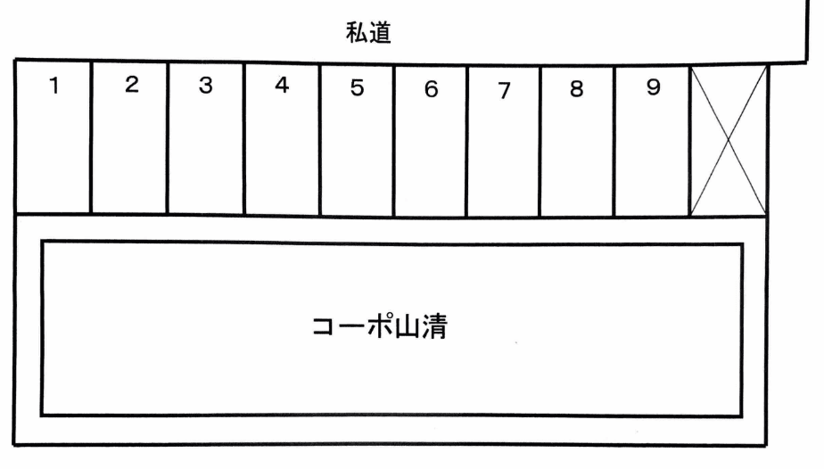 高砂7-25コーポ山清駐車場の駐車配置図