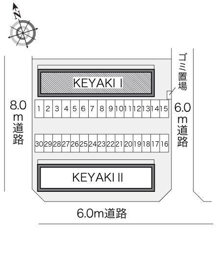 ＫＥＹＡＫＩ　Ⅰ(21178)の駐車配置図