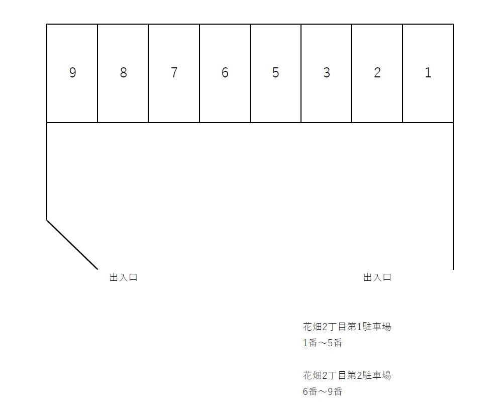 花畑２丁目第２駐車場の駐車配置図