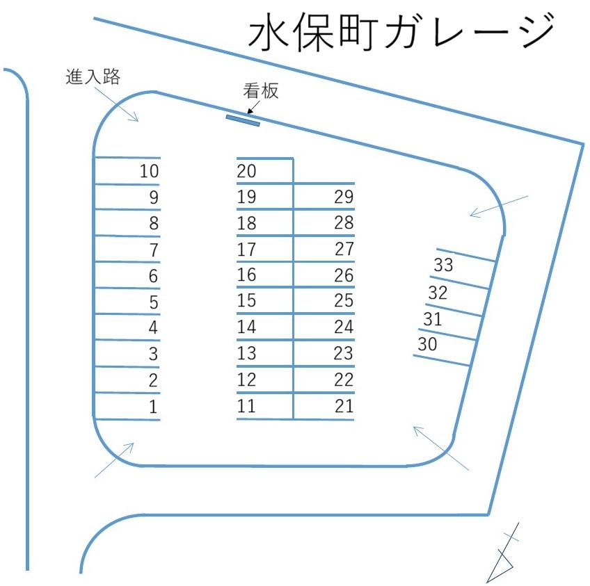 水保町ガレージの駐車配置図