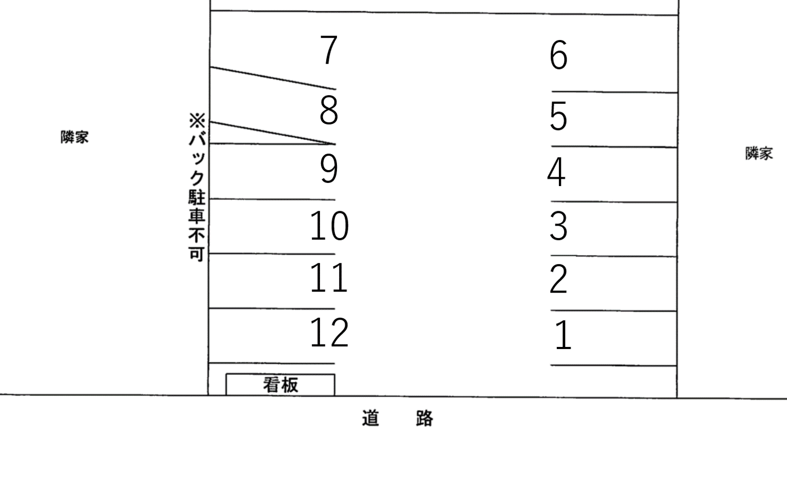 荒生田駐車場の駐車配置図