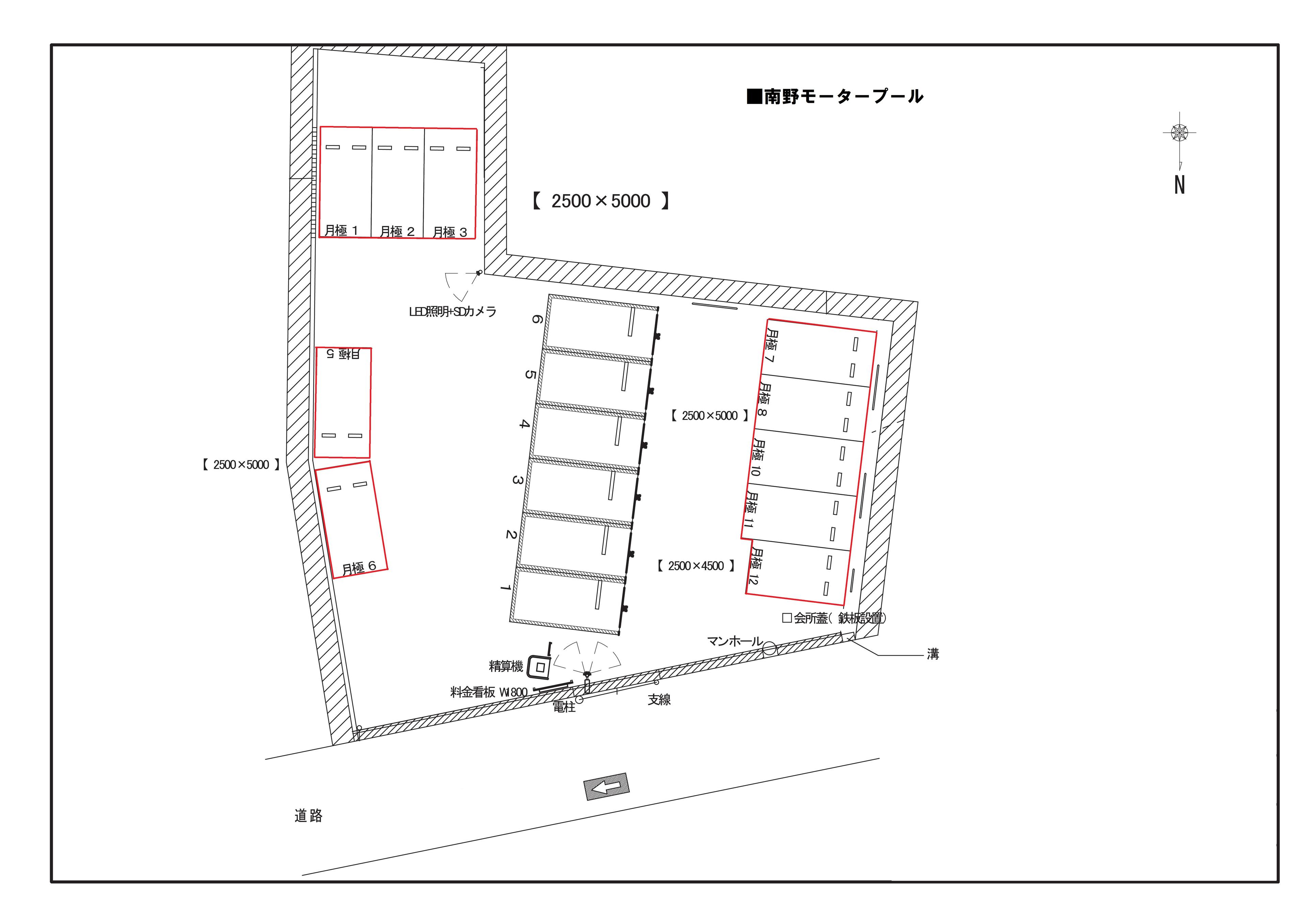 南野モータープールの駐車配置図