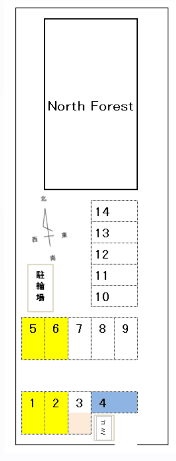 North Forest駐車場の駐車配置図