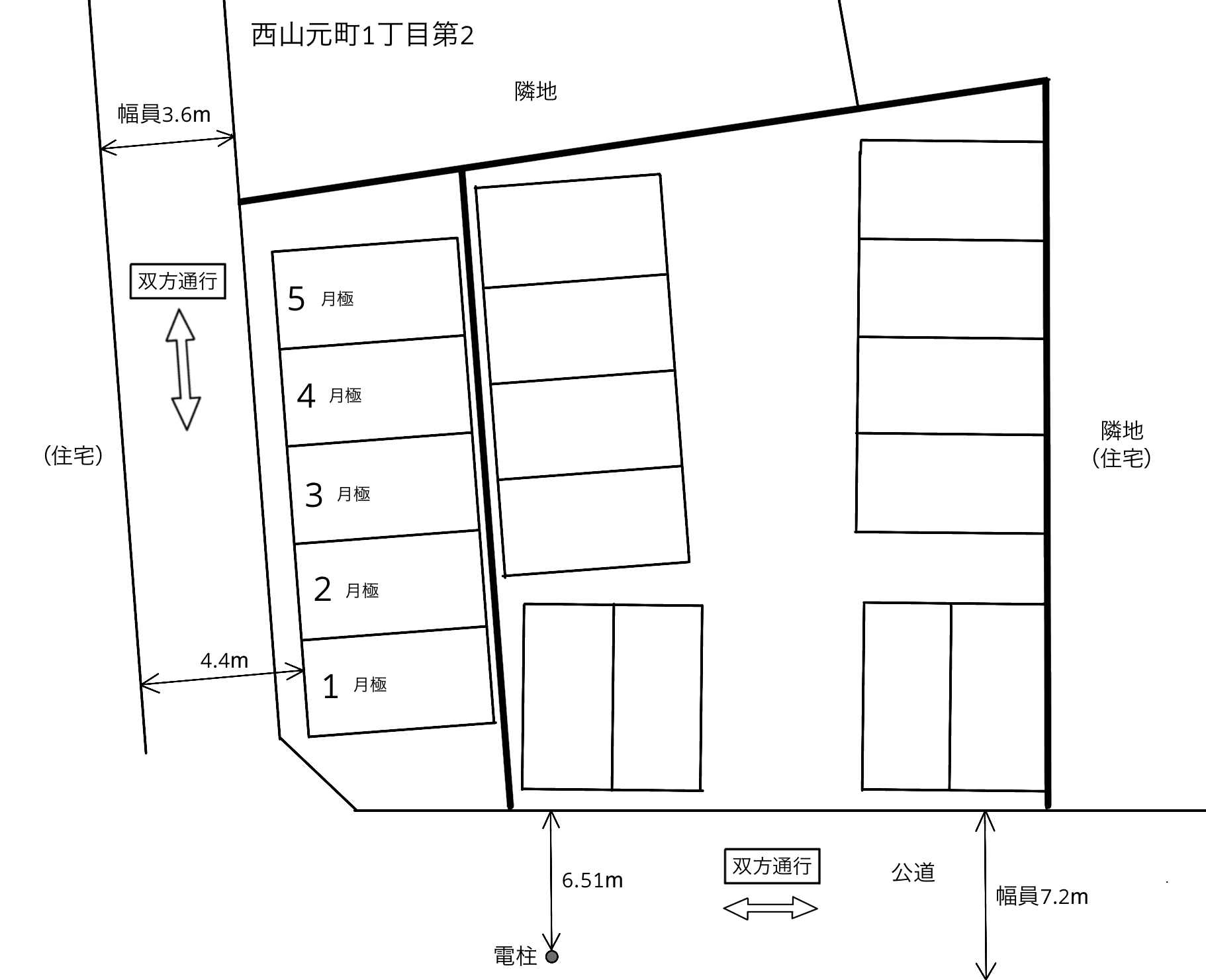 西山元町１丁目第２の駐車配置図