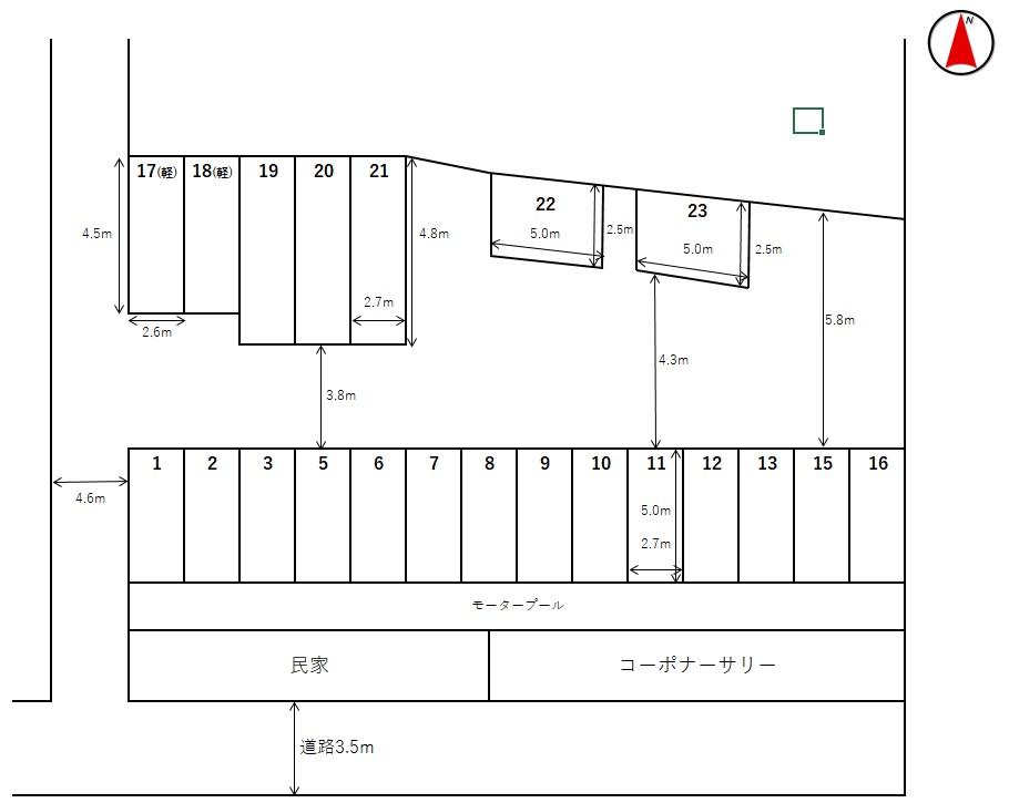 タテベモータープール2号の駐車配置図