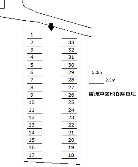 東坂戸団地Ｄ駐車場の駐車配置図