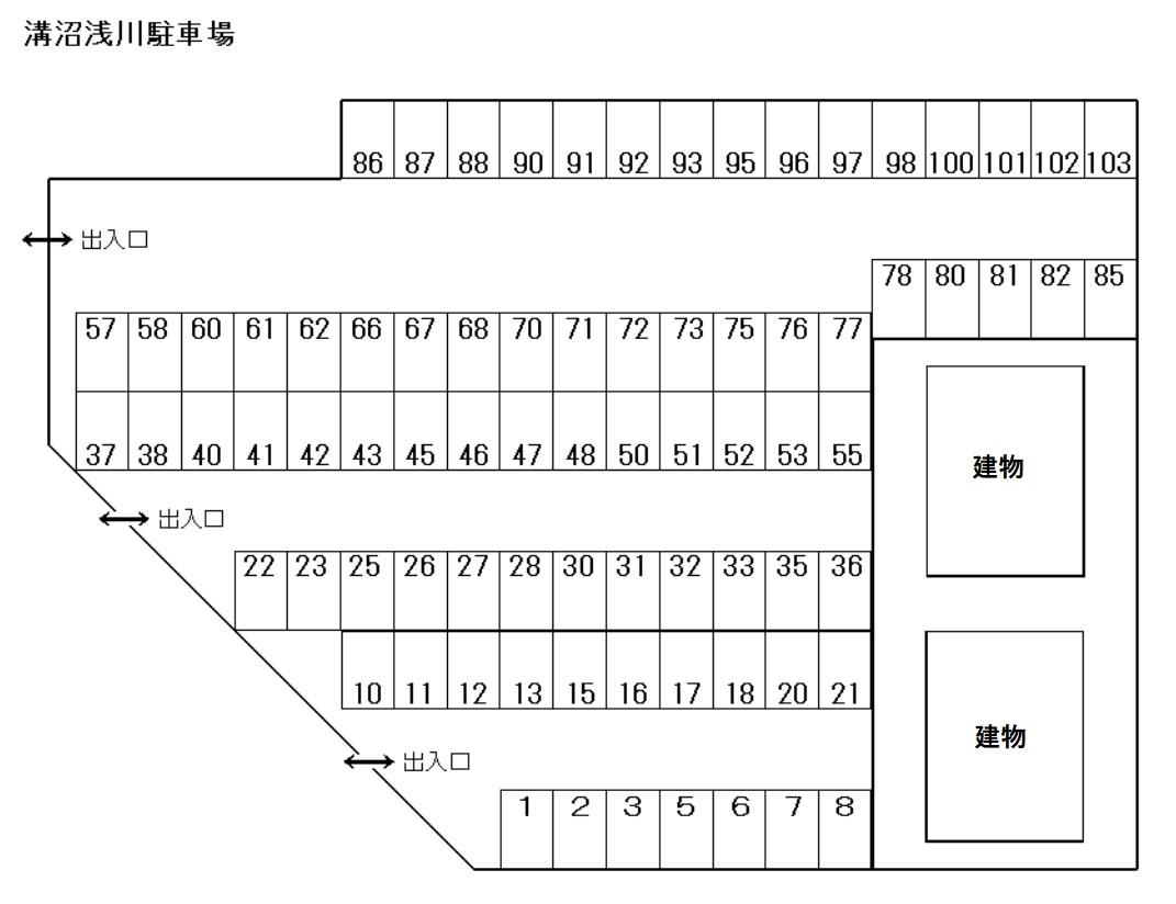溝沼浅川駐車場の駐車配置図