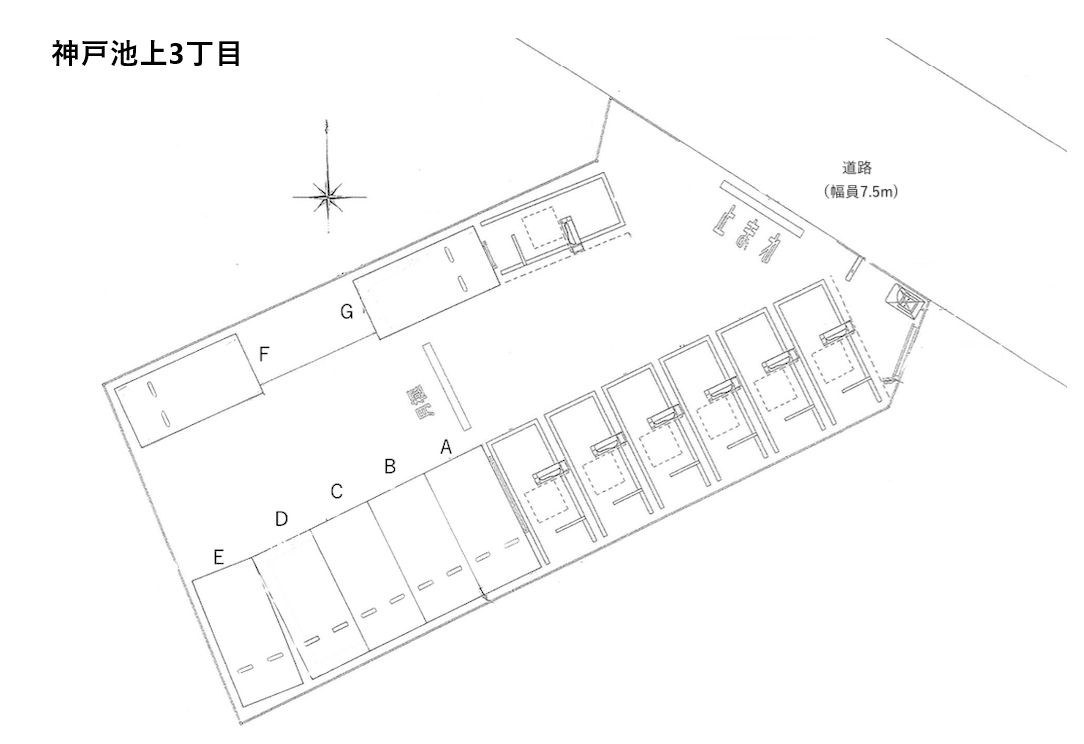 神戸池上３丁目の駐車配置図