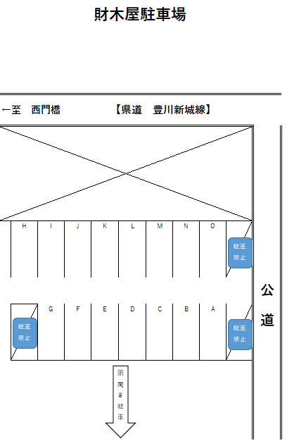 財木屋駐車場の駐車配置図