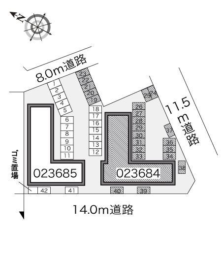 ノースヒルＡ(23684)の駐車配置図