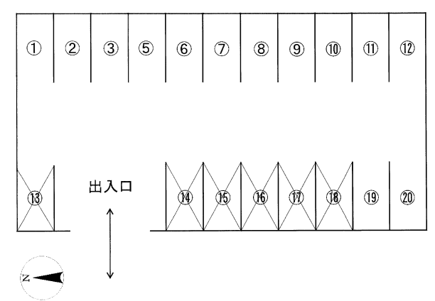 サガノガレージの駐車配置図