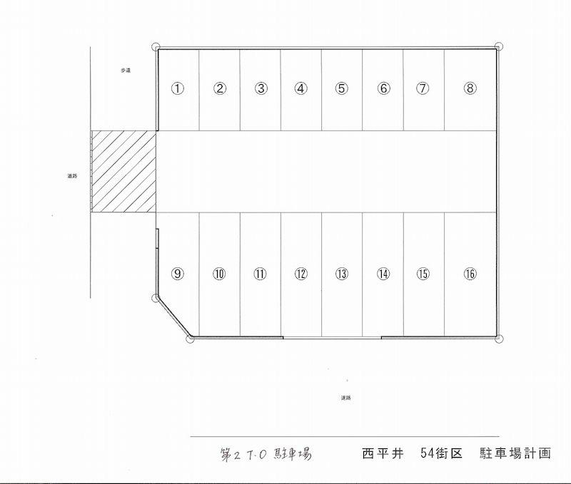 第２Ｔ・Ｏ駐車場の駐車配置図