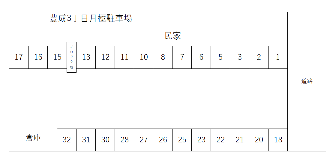 豊成３丁目月極駐車場の駐車配置図