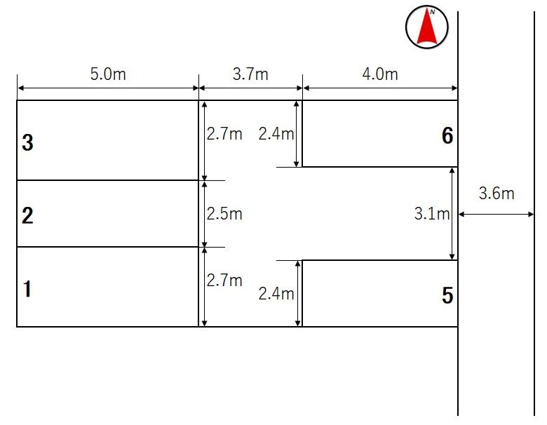 細田第6モータープールの駐車配置図