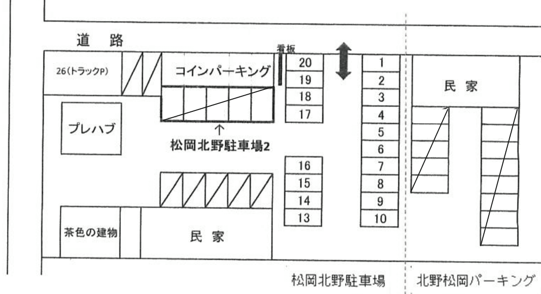 松岡北野駐車場の駐車配置図