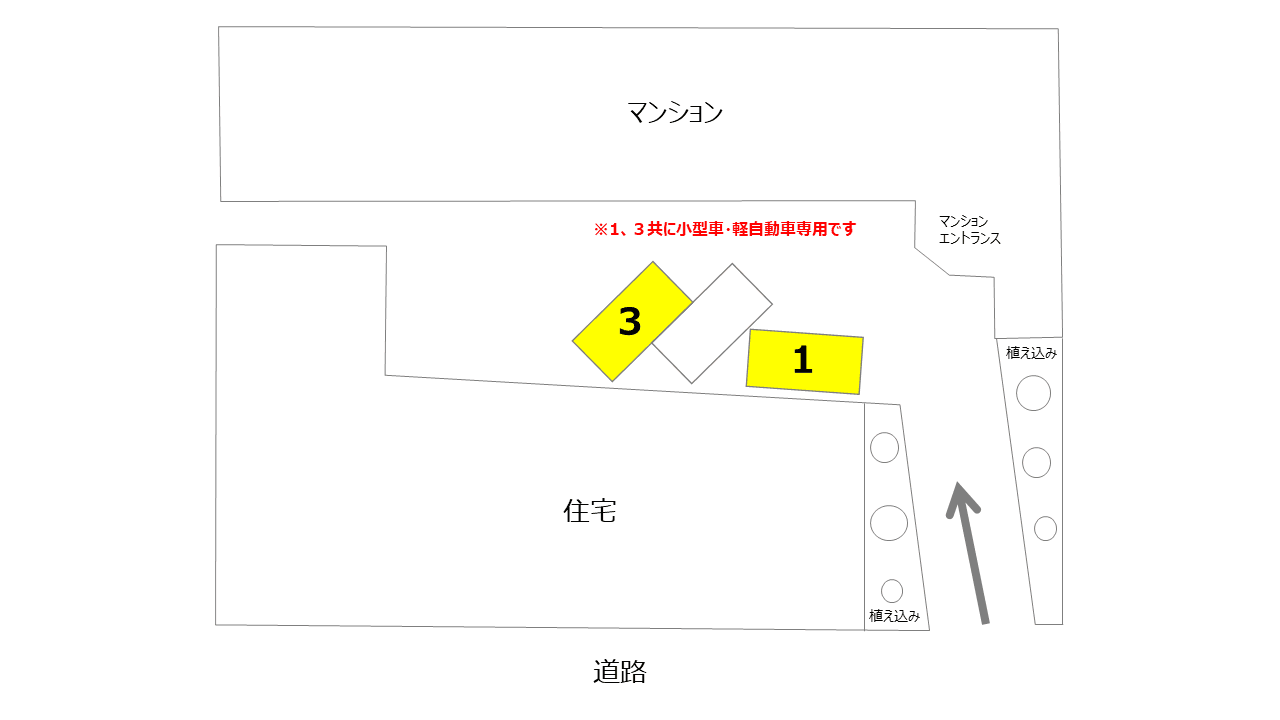 イセハンアパート月極駐車場の駐車配置図