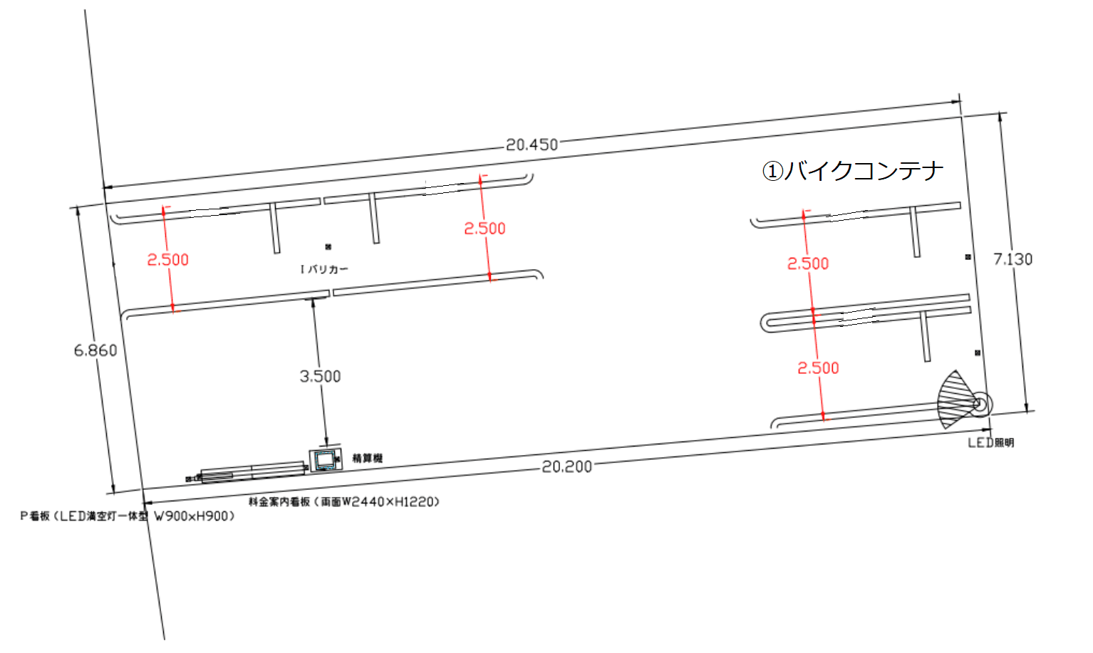 平塚宮の前　バイクガレージ月ぎめの駐車配置図