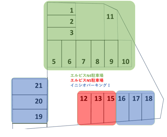 エルピスN5駐車場の駐車配置図