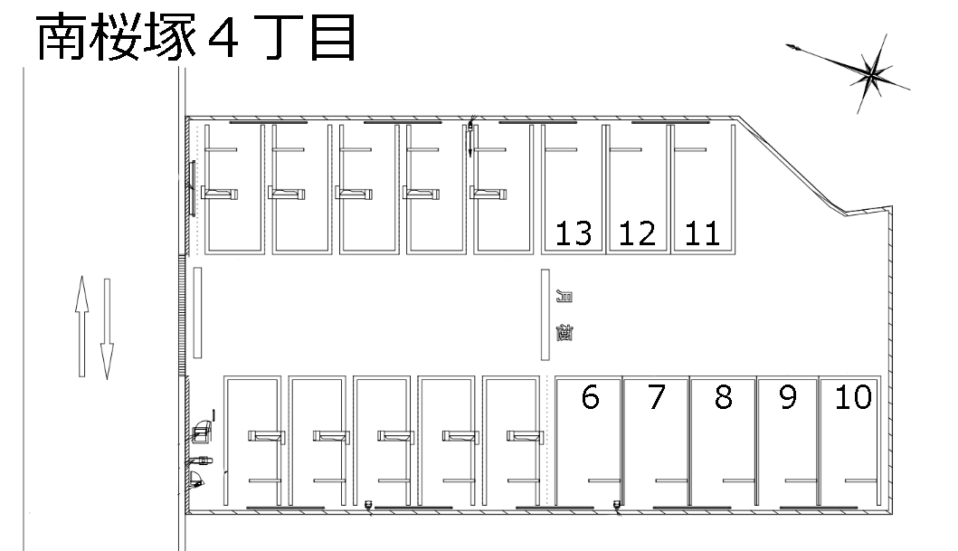 南桜塚４丁目の駐車配置図