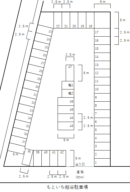 もといち越谷駐車場の駐車配置図