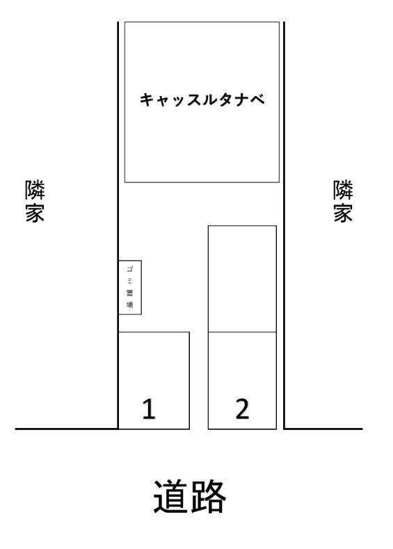 キャッスルタナベガレージの駐車配置図